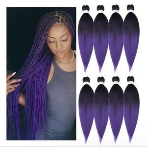 8 packs 24 inches Pre-stretch easy Braiding purple ombre Hair